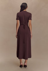Pearson Short Sleeve Knit Midi Dress - Chocolate